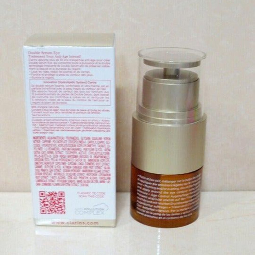 CLARINS DOUBLE SERUM EYE GLOBAL AGE CONTROL CONCENTRATE 0.6OZ BOXED - Picture 2 of 3